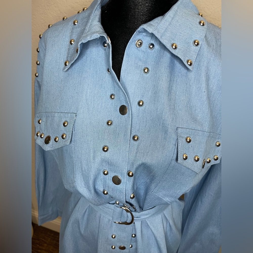 NEW! Simply Riveted Denim Dress (Medium)